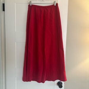 Eileen Fisher linen and silk maxi skirt. Red, cut on the bias, medium, textured